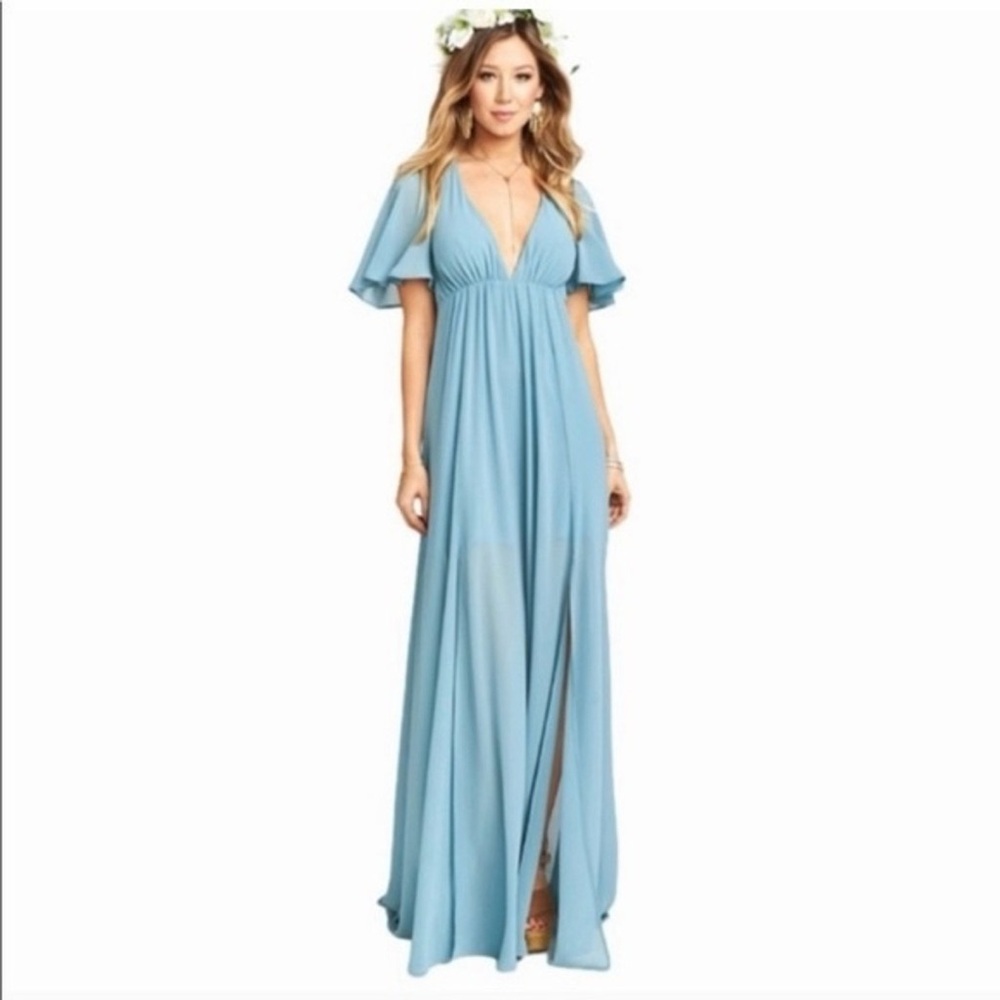Show Me Your Mumu Fay Flutter Blue Maxi Dress Small